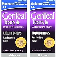Genteal Tears Lubricant Eye Drops, Moderate Liquid Drops, 0.51 Fl Oz (Pack of 2)