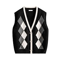 Sweaters Cardigan Vest Tops For Women Casual V-Neck Vintage Knit Sleeveless Jackets Single-Breasted Waistcoat