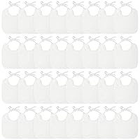40 Pack Solid White Feeder Bibs Cotton Baby Bibs for Feeding DIY Baby Bibs Baby Shower Games Gender Reveal Party