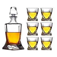Decanter Set Whiskey Decanter Wine Decanter 7 Pieces Whisky Glassware Set Crystal Glass Whisky Decanter Holds Up To 800Ml Fast Sober Up 48~72 Hours With Glass Cover For Men Dad Husband Decanter Perf