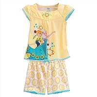 Disney Store Anna and Elsa - Frozen Spring Awakening Short Sleep Set for Girls, Size 7/8, Yellow