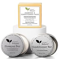 Lemon-Gardenia Shampoo & Conditioner Bar Set with Travel Case | Organic | USA-made | For Dry Hair | Rice Bran Oil Lemon & Gardenia | 2-pk