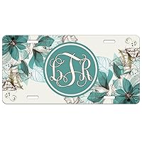 Custom License Plate for Front of Car | Custom Front License Plates | Custom Car Tags | Personalized Floral Teal | Car Tags | Made in USA
