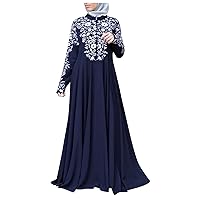 Hijab Dress for Women Plus Size Summer Tunic Dress for Women Nice Work Long Sleeve Loose Fit Plain Pocket Light V Neck Thin Tunic Dress for Ladies Blue