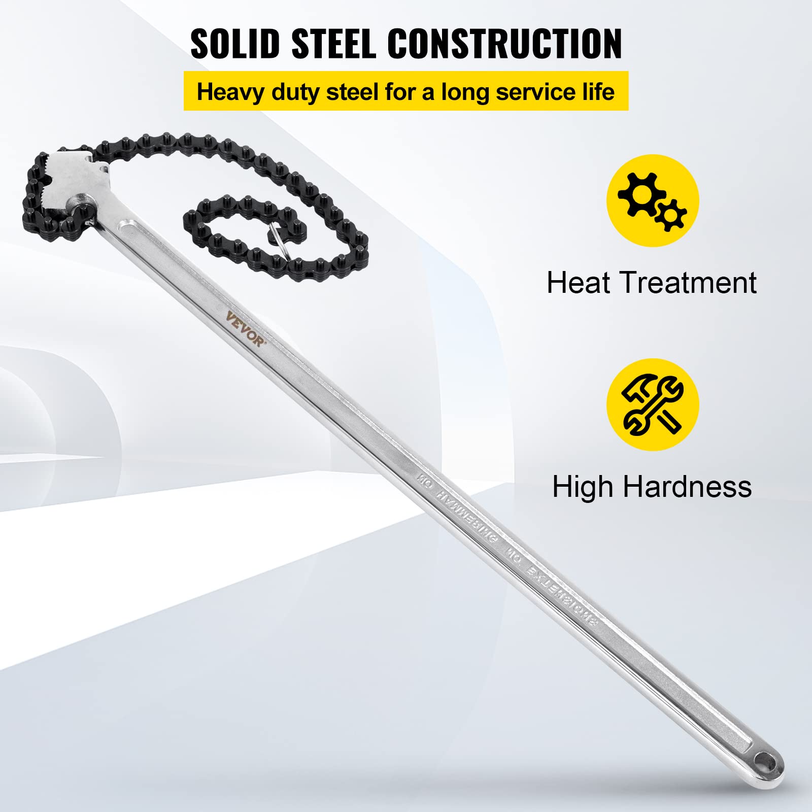 VEVOR Chain Wrench 24 inch, Carbon Steel Chain Pipe Wrench Heavy Duty 6.7inch Diameter Capacity Chain Strap Filter Wrench