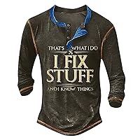 Mens Long Sleeve Henley Shirts Graphic Crewneck T Shirts Going Out Lightweight Vintage Tee Shirt