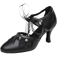 Womens Pears Latin Dance Shoes Ballroom Pumps Closed Toe Jazz Salsa Tango 7.5cm Kitten Heels Soft Sole Customized Heel