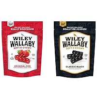 Delicious Red Liquorice and Black Liquorice Wiley Wallaby Set! 2 Bags of 10oz Liquorice!