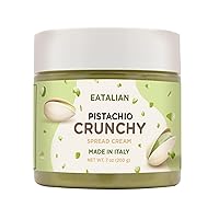 EATALIAN by AMZ BETTER Spreadable Crunchy Pistachio Cream 200 Grams, Pistachio Cream with Grains of Pistachio, Protein Paste, Sweet Taste, Ideal on Bread and for Filling Cakes, Made in Italy