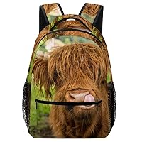 Laptop Backpack for Traveling Highland Cow on Meadow Carry on Business Backpack for Men Women Casual Daypack Hiking Sporting Bag