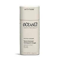 ATTITUDE Oceanly Face Cleanser Stick, EWG Verified, Plastic-free, Plant and Mineral-Based Ingredients, Vegan and Cruelty-free Beauty Products, PHYTO CLEANSE, Unscented, 0.3 Ounce