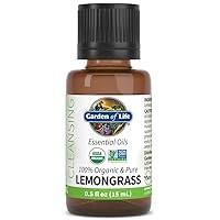 Essential Oil, USDA Organic & Pure, Clean, Undiluted & Non-GMO, for Diffuser, Aromatherapy, Meditation, Cleansing, Relaxing, Calming, Lemongrass, 0.5 Fl Oz
