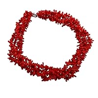 TreasureBay Chunky Natural Red Coral Branches Necklace for Women