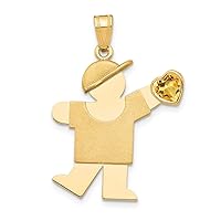 14k Yellow Gold Boy with CZ November Birthstone Charm Pendant