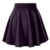 Women's Basic Versatile Stretchy Flared Casual Midi Skater Skirt Knitted Pleated A-Line Girl High Waisted Tennis Skirt