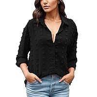 Womens Tops Trendy Womens Comfortable Long Sleeve Neck Shirt Dotted Chiffon Cardigan Autumn Colored Clothes For Women