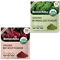 Better Alt Organic Moringa Powder(1 lb) & Organic Beet Root Powder(8 oz), Superfood Combo for Better Health, Antioxidant Powerhouse, Nutrient Rich Supplements, Gluten-Free and Non- GMO