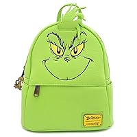 Loungefly x The Grinch Face Cosplay Faux Leather Mini Backpack (One Size, Green)