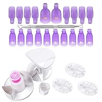 Gel Nail Polish Remover Clips Kit, Nail Polish Holder Hand Rest, 20 Pcs Resuable Finger and Toenail Acrylic Nail Polish Remover Wraps, Nail Polish Stand with Gel Holders and Multi Angle Rest