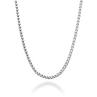 Miabella Italian Solid 925 Sterling Silver 2mm Franco Square Box Link Chain Necklace for Men Women Made in Italy