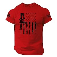 Men's Distressed US Flag Athletic Fit T-Shirt American Flag Patriotic T-Shirt Short Sleeve O-Neck Graphic Tees Top