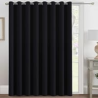 H.VERSAILTEX Blackout Patio Curtains 100 x 96 Inches for Sliding Door Extral Wide Blackout Curtain Panels Thermal Insulated Room Divider - Grommet Top, 8' Tall by 8.5' Wide - Jet Black