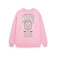 Barbie Womens Pink Sweatshirt | Ladies Malibu Tennis Club 1959 Long Sleeve Graphic Jumper |Sports Crest Vintage Style Sweater