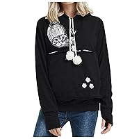 Cat Pouch Hoodie Cute Cat Ear Hooded Sweatshirts Fashion Cat Printed Sweatshirt or Small Dog Pouch Hoodies Tops
