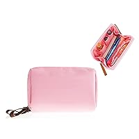 Small Makeup Bag, Portable Waterproof Cosmetic Bag Travel Makeup Pouch for Women (Pink, Square)