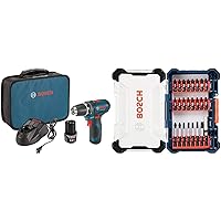 BOSCH PS31-2A 12V Max 3/8 In. Drill/Driver Kit (2 Ah Batteries) and BOSCH SDMS24 24-Piece Assorted Impact Tough Screwdriving Custom Case System Set