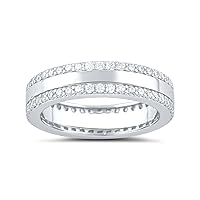 Sterling Silver Cz Striped Eternity Ring (Size 5-11)