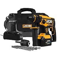 JCB Tools - JCB 20V Cordless Brushless SDS Rotary Impact Hammer Drill Power Tool - With 5.0Ah Battery And Charger - For Concrete, Masonry, Removing Plaster, Chiseling, Electricians Drill, Core Cutting