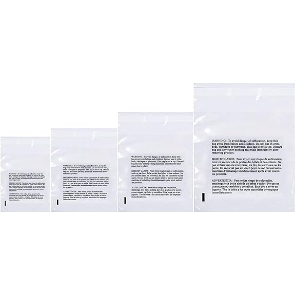 100 X 9" x 12" CLEAR GARMENT PROTECTION POLY MAILING BAGS WITH WARNING NOTICE 