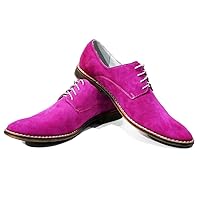 Modello Corso - Handmade Italian Mens Color Pink Oxfords Dress Shoes - Cowhide Suede - Lace-Up