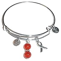 Hidden Hollow Beads Cancer Awareness (Hope for the Cure) Expandable Wire Women's Bangle Bracelet, Made In USA, Comes in a GIFT BAG