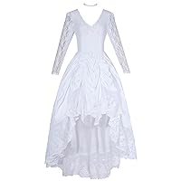 Womens Pinnacle Black Gothic Vintage Floral Lace Asymmetric Party Dress (X-Large, White)