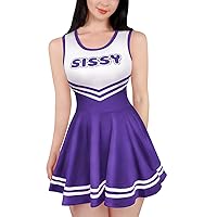 Littleforbig Women Sleeveless Overall Cheer Sissy Bodycon Mini Dress Skirt