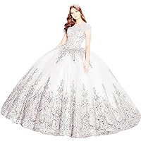 Women's Lace Embroidery Quinceanera Dress Floral Applique Beaded Sweet 16 Ball Gowns with Wrap