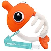Clownfish Baby Teether Toys, Teething Toys for Babies 0 3 6 12 Months with Clip, Safe Soft Silicone Infant Teethers Toy 4-9 Months Old Soothing Sucking n Chew on Needs, Fun Gift for Newborn