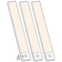 51-LED Motion Sensor Under Cabinet Light, 12-inch Magnetic Rechargeable Under Counter Closet Lights, Wireless Night Light Bar, 3-Pack, Neutral White