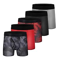 Boys Boxer Briefs Cotton Big Boys Underwear Breathable Soft Mesh Performance Sport Boxers Briefs with Fly 5 Pack 6-8