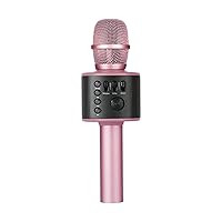 Wireless Bluetooth Karaoke Microphone with Built-in Speakers + HD Recording, Portable Handheld Mic | Rose Gold