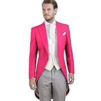 Mens Long Tailcoat Suit Blazer Set 3 Piece Slim Fit Jacket Long Tail Tuxedos Party Formal Jacket for Men Wedding
