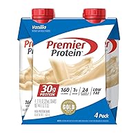 Premier Protein Shake 30g 1g Sugar 24 Vitamins Minerals Nutrients to Support Immune Health, Vanilla, 44 Fl Oz, (Pack of 4)