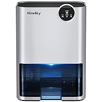 NineSky Dehumidifier for Home,70oz Water Tank, Dehumidifier for Bedroom, Bathroom with 5 Colors Lights,Auto Shutoff(H3 Silver)