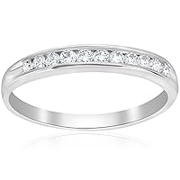 P3 POMPEII3 1/4 Ct Diamond Wedding Ring Channel Set 10k White Gold