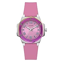 GUESS Ladies 38mm Watch - Pink Strap Pink Dial Two-Tone Case