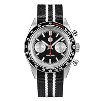 San Martin Men Chronograph Watch Sport Pilot 39.5mm Panda Quartz Wristwatch 10ATM Luminous VK64 Sapphire Mirror