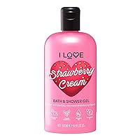 Strawberries and Cream Bath and Shower Cream - Hydrating Body Wash and Bubble Bath - with Natural Fruit Extracts and Provitamin B5-16.9 oz