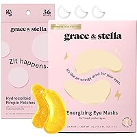 grace & stella Eye Mask Gold 24 Pairs + Round Pimple Patch 36-Pack Bundle